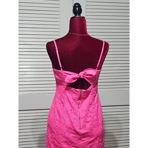 Lilly Pulitzer Women's Pink Shelli Eyelet A-Line Dress With Bow Back Sz 6 2875 - Picture 11 of 13
